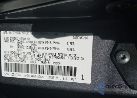 2018 Toyota Tacoma Sr from USA, damaged, VIN 5TFSX5EN2JX059470